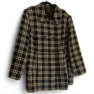 Women's Style & Co. black and cream plaid wool blend Double-Breasted Coat
